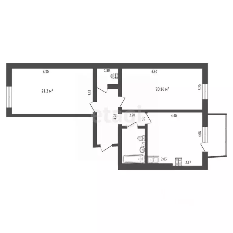 2-к кв. Саха (Якутия), Якутск ул. Богдана Чижика, 27/1 (73.4 м) - Фото 2