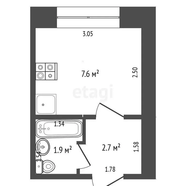 Квартира-студия: Стерлитамак, проспект Ленина, 40 (12.1 м) - Фото 0