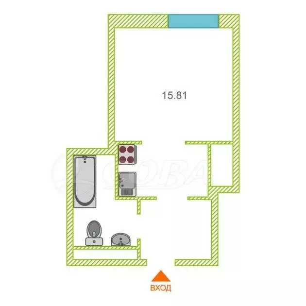 Квартира-студия: Тюмень, улица Фармана Салманова, 17 (24 м) - Фото 1