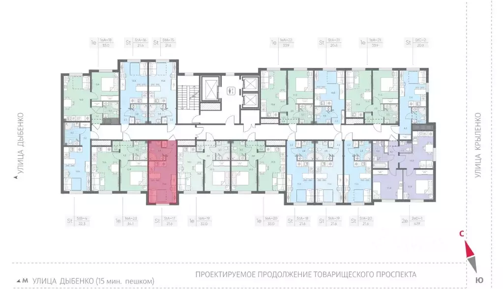 Студия Санкт-Петербург Товарищеский просп., 38Б (21.6 м) - Фото 1