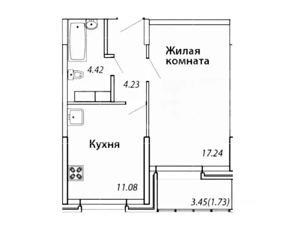 1-к кв. Чувашия, Чебоксары просп. Геннадия Айги, 23 (41.5 м) - Фото 2
