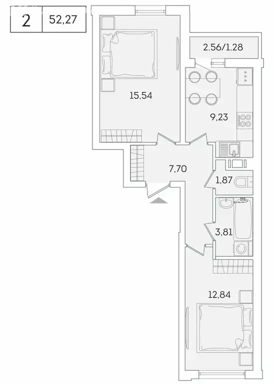 2-комнатная квартира: Мурино, Графская улица, 6к4 (50.9 м) - Фото 0