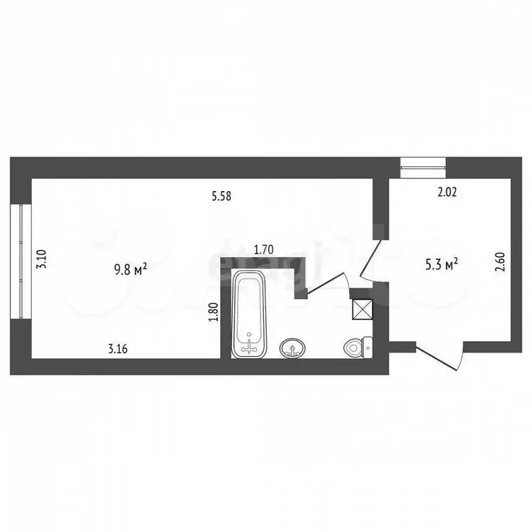 1-к. квартира, 21,6 м, 3/5 эт. - Фото 0