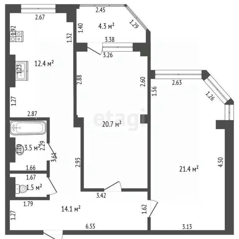 2-к кв. Краснодарский край, Анапа ул. Ленина, 183 (80.0 м) - Фото 2