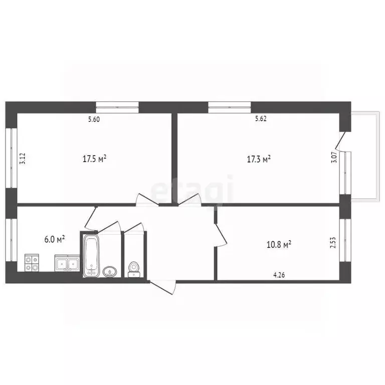 3-к кв. Ханты-Мансийский АО, Сургут ул. Энергетиков, 33 (61.9 м) - Фото 1