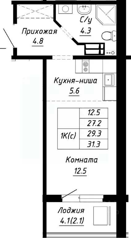 1-к кв. Алтайский край, Барнаул ул. Им. Анатолия Мельникова, 1 (29.3 ... - Фото 0