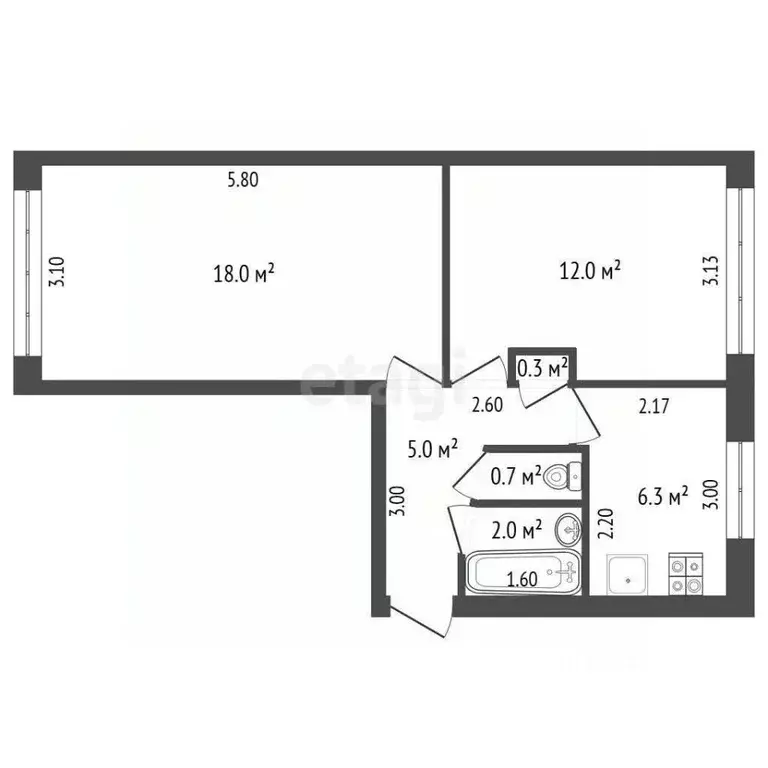2-к кв. Калужская область, Сухиничи ул. Дзержинского, 10 (44.0 м) - Фото 2