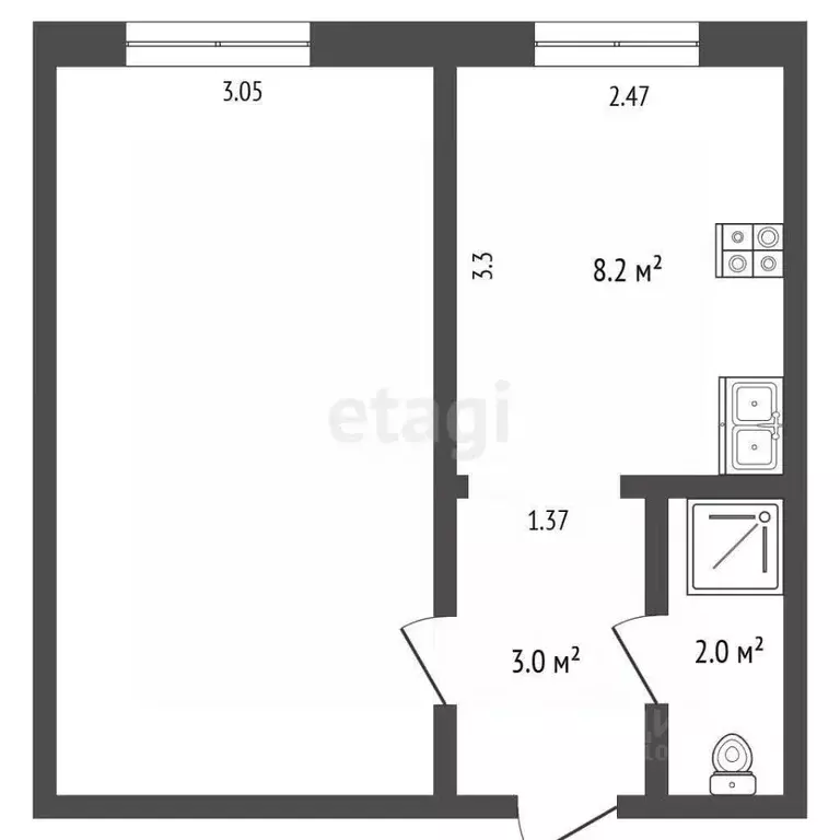1-к кв. Башкортостан, Стерлитамак ул. Щербакова, 2 (30.3 м) - Фото 1