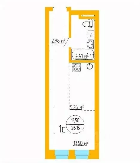 1-к кв. Башкортостан, Уфа ул. Аксакова, 79 (26.15 м) - Фото 1