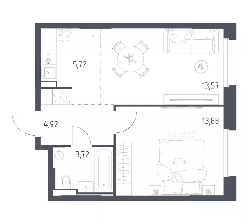 1-комнатная квартира: посёлок городского типа Заречье, ЖК Заречье ... - Фото 1