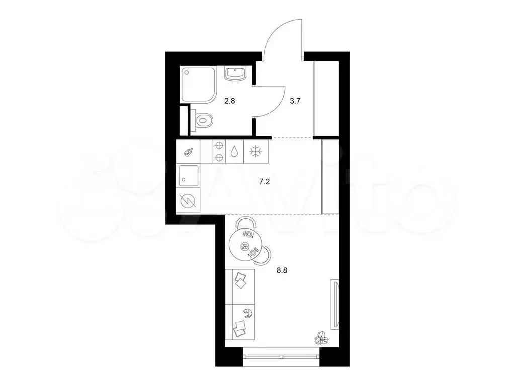 Квартира-студия, 22,5 м, 7/38 эт. - Фото 0