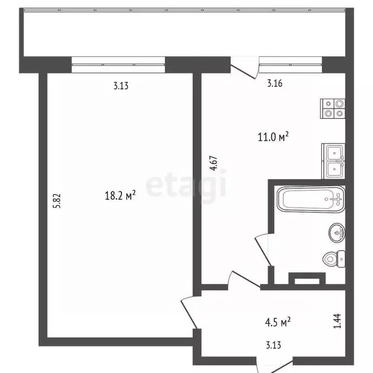 1-к кв. Архангельская область, Архангельск Дачная ул., 51к2 (36.9 м) - Фото 1