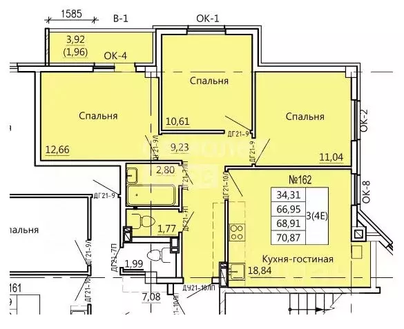 4-к кв. Курская область, Курск Театральная ул., 18 (70.25 м) - Фото 1