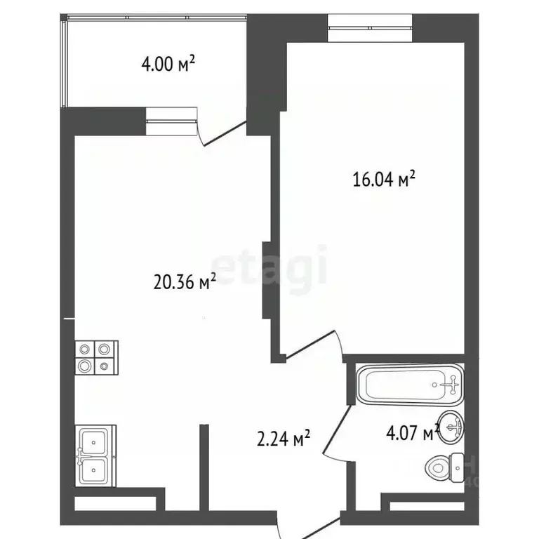 1-к кв. Тюменская область, Тюмень ул. Ю.-Р.Г. Эрвье, 34к1 (42.2 м) - Фото 1