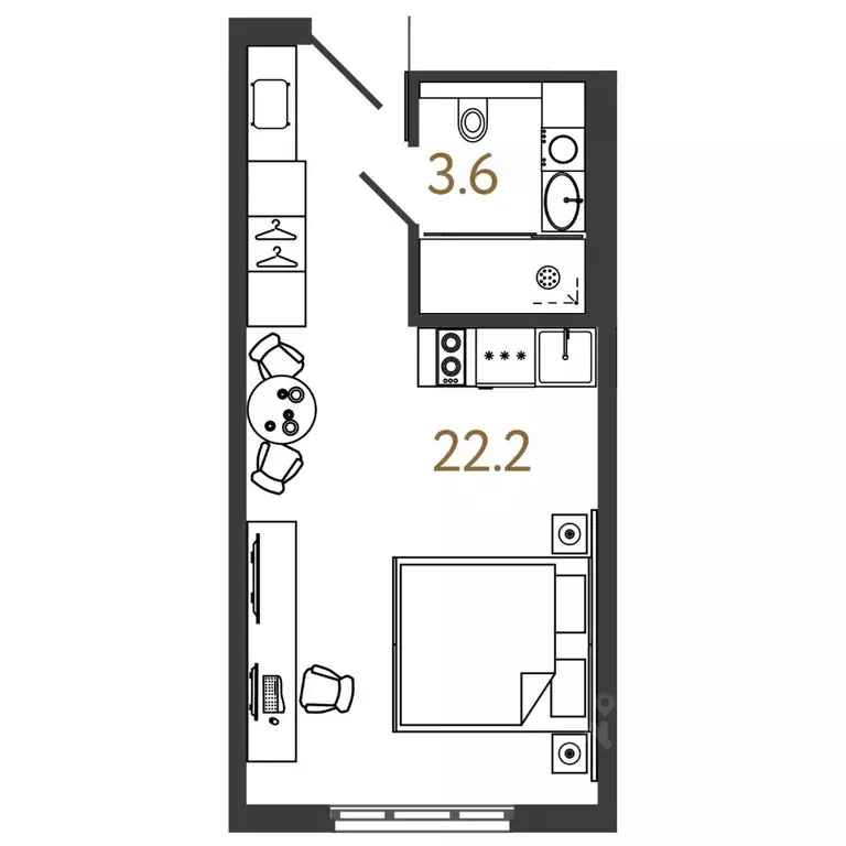 Студия Санкт-Петербург Ташкентская ул., 6к2 (25.8 м) - Фото 0