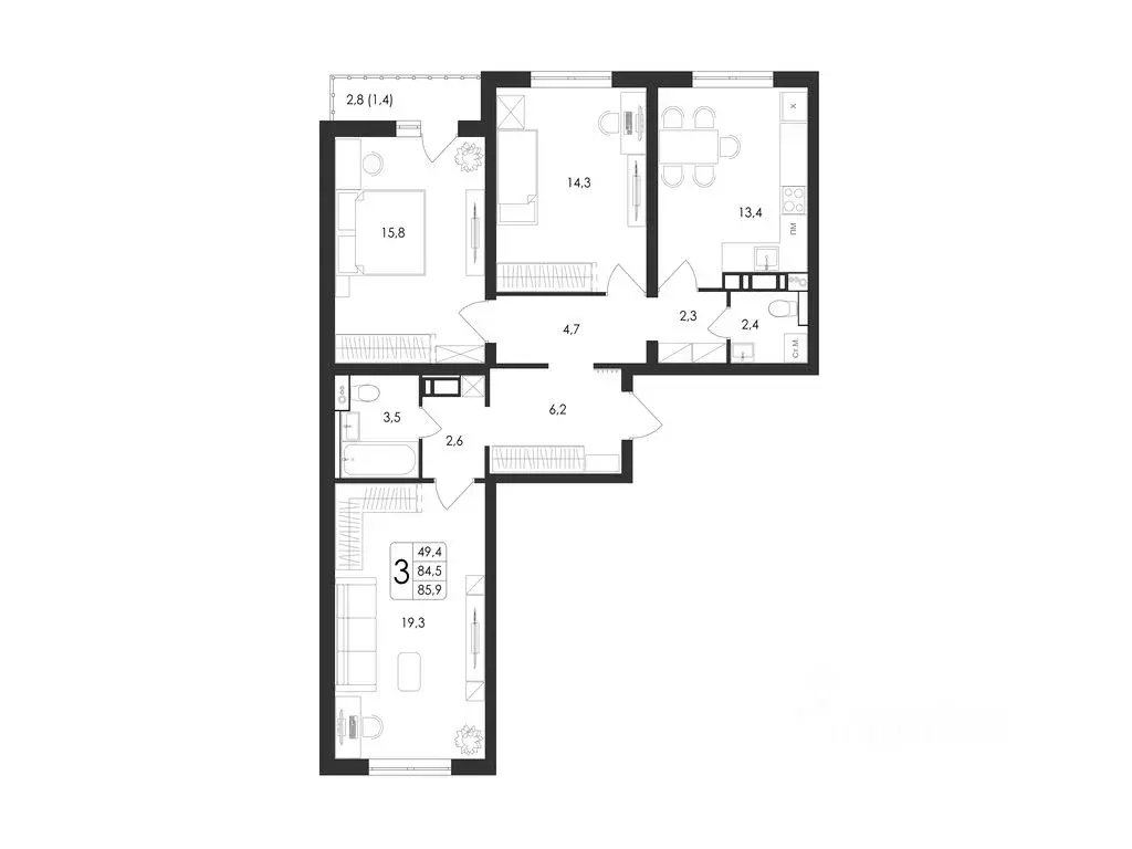 3-к кв. Воронежская область, Воронеж Первое Мая мкр, Май жилой ... - Фото 1