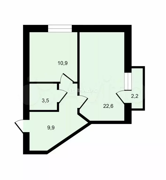 1-к. квартира, 46,9 м, 7/9 эт. - Фото 0