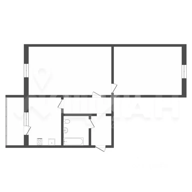 2-к кв. Тюменская область, Тюмень ул. Республики, 188 (44.0 м) - Фото 1