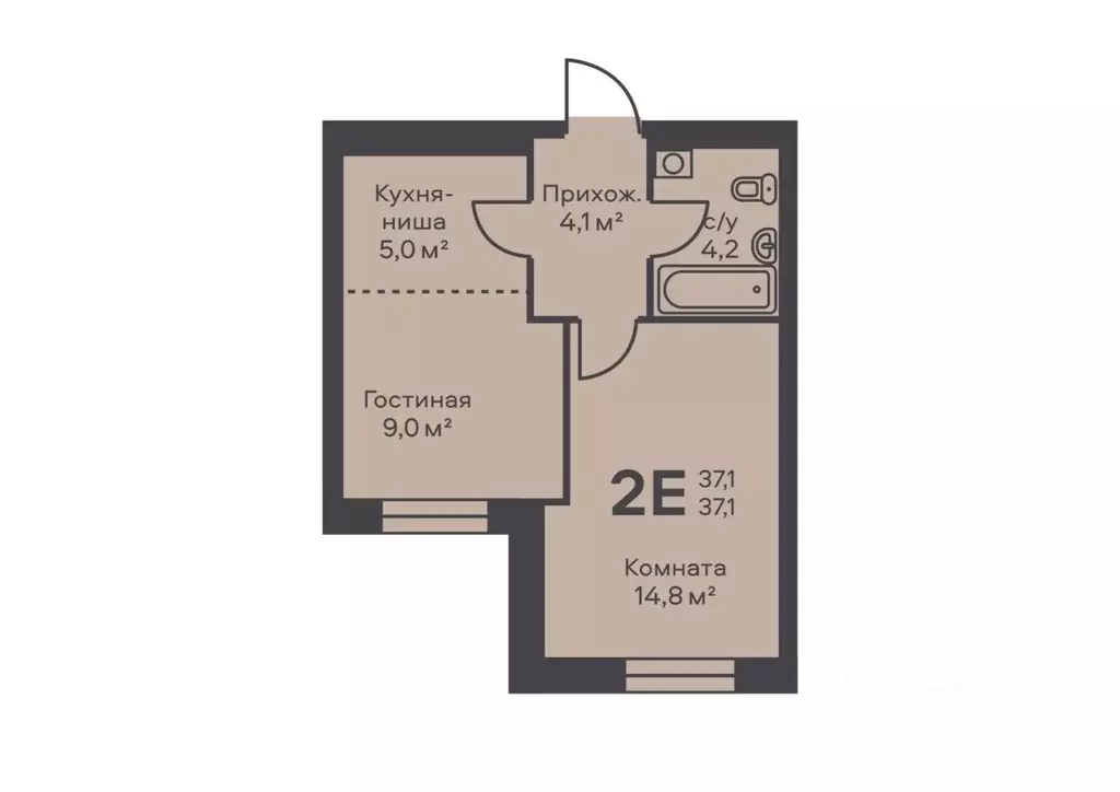 2-к кв. Пермский край, Пермь ул. Подводников (37.1 м) - Фото 1