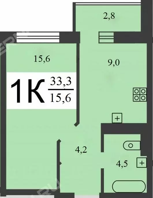1-комнатная квартира: Нижний Новгород, Южный бульвар, 13 (33.3 м) - Фото 1