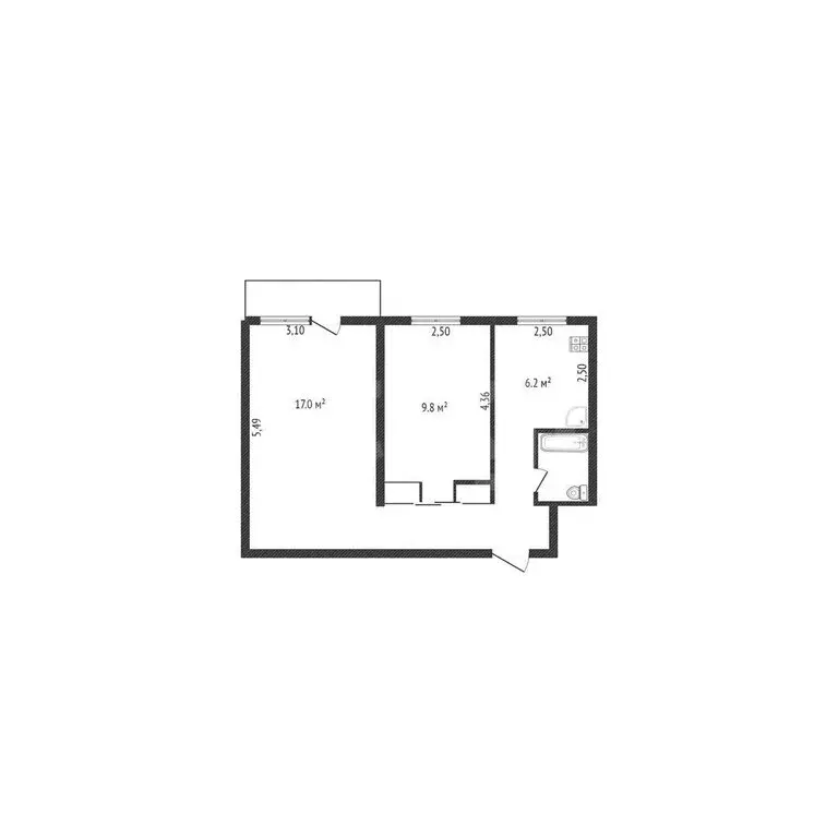 2-комнатная квартира: Салават, улица Калинина, 18 (43.1 м) - Фото 1