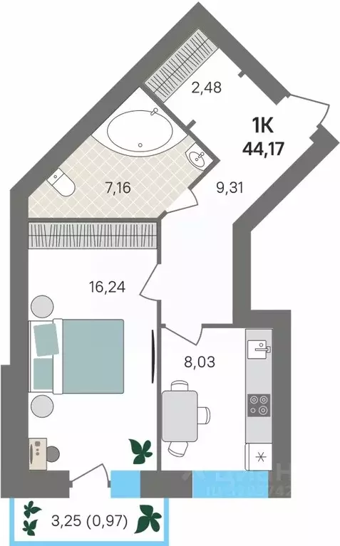 1-к кв. Пермский край, Пермский муниципальный округ, с. Култаево ул. ... - Фото 1