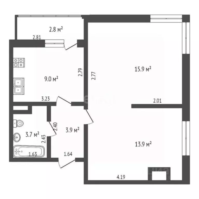 2-к кв. Краснодарский край, Краснодар ул. Ивана Беличенко, 85 (46.4 м) - Фото 0