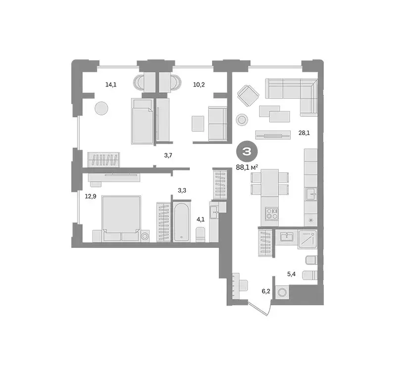 Продаётся 3-к квартира, 88.1 м - Фото 0