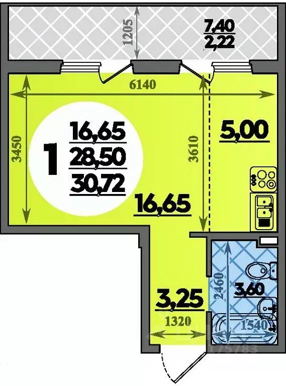 Студия Краснодарский край, Краснодар пос. Березовый, ул. Имени ... - Фото 1