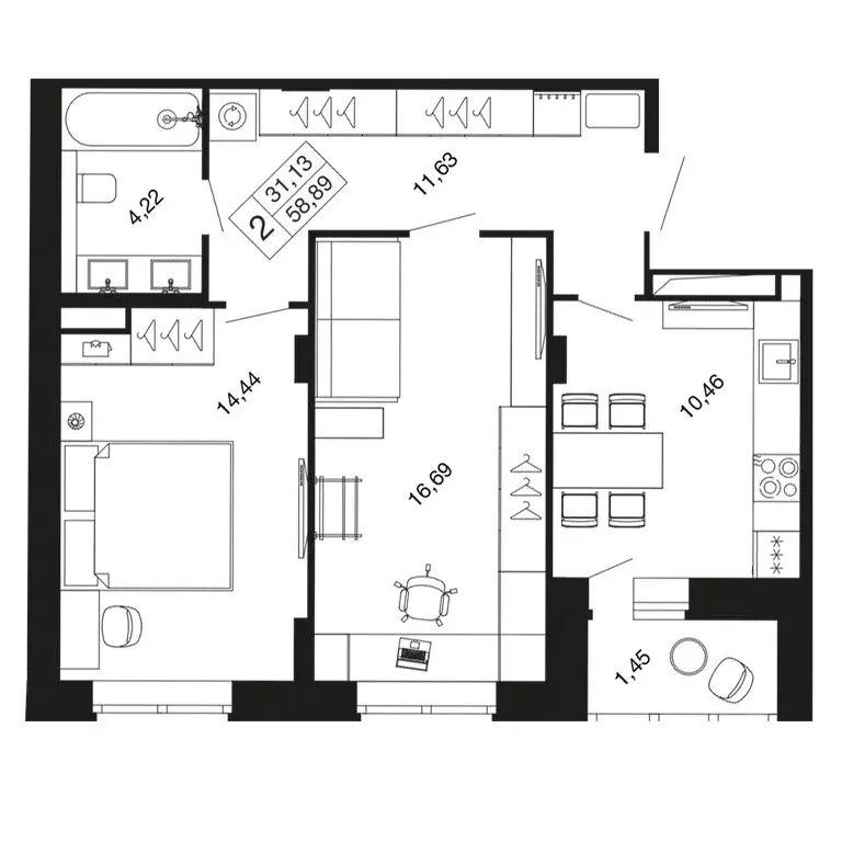 2-комнатная квартира: Апрелевка, жилой комплекс Времена Года, к11 ... - Фото 1