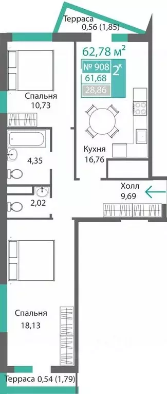 2-к кв. Крым, Симферополь Крымская роза мкр,  (62.77 м) - Фото 0