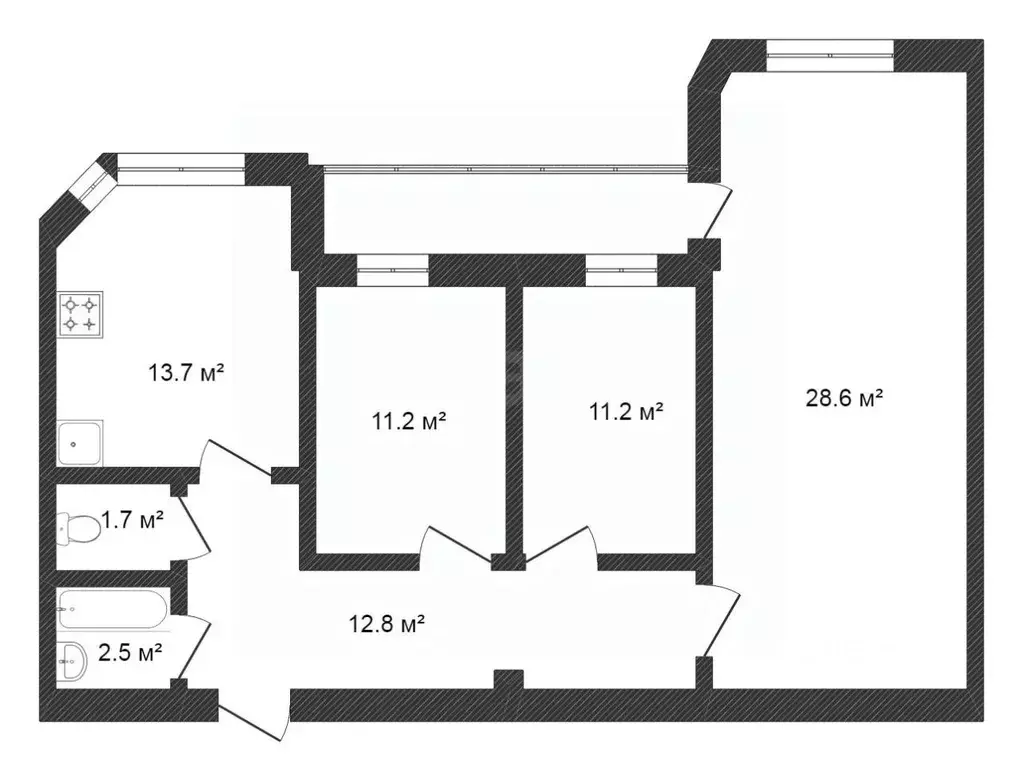 3-к кв. Тюменская область, Тюмень ул. Мельникайте, 144А (80.4 м) - Фото 2
