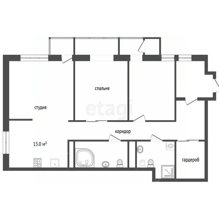 3-к кв. Белгородская область, Белгород ул. Шаландина, 4К1 (95.0 м) - Фото 2