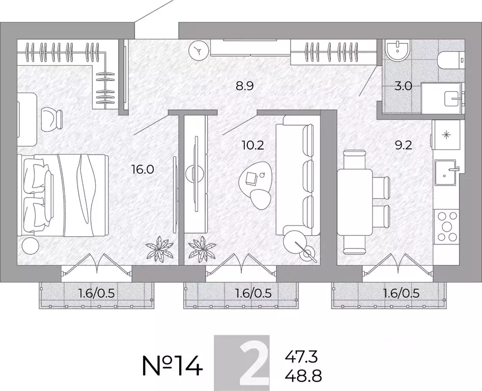 2-к кв. Калининградская область, Гурьевский муниципальный округ, пос. ... - Фото 1