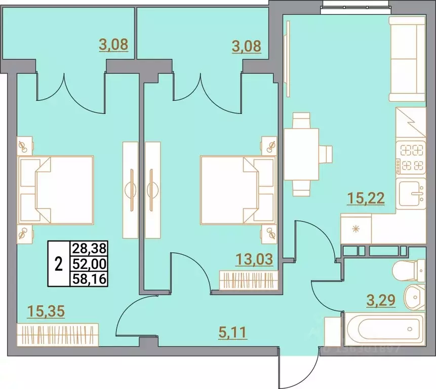 2-к кв. Волгоградская область, Волгоград Удмуртская ул., 75 (58.16 м) - Фото 1