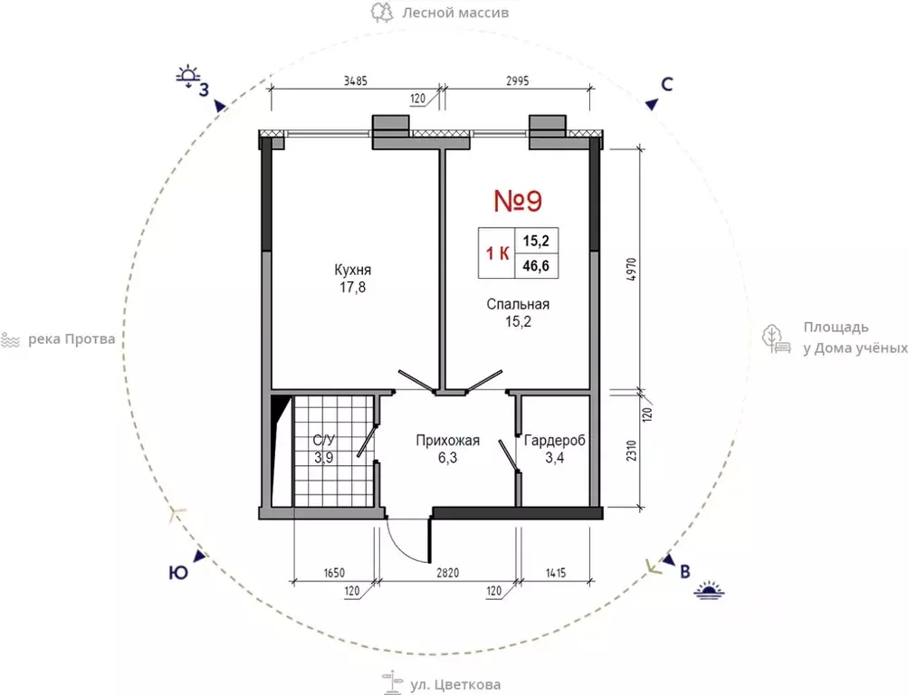 1-к кв. Калужская область, Обнинск ул. Усачева (46.6 м) - Фото 1