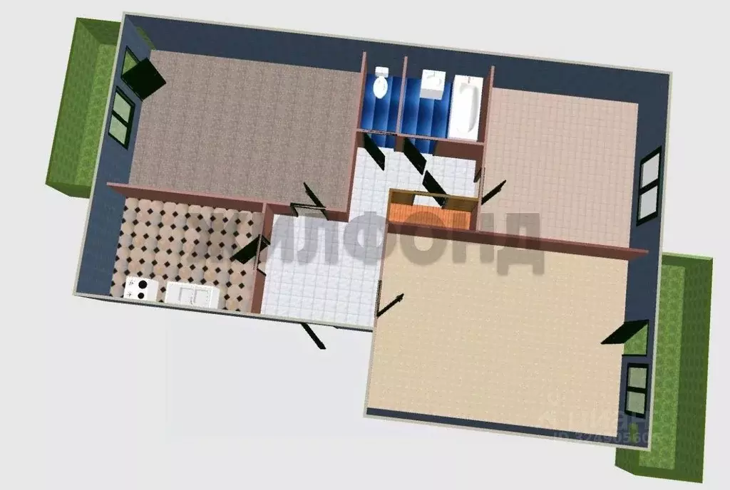 3-к кв. Брянская область, Брянск ул. Репина, 16А (68.5 м) - Фото 0