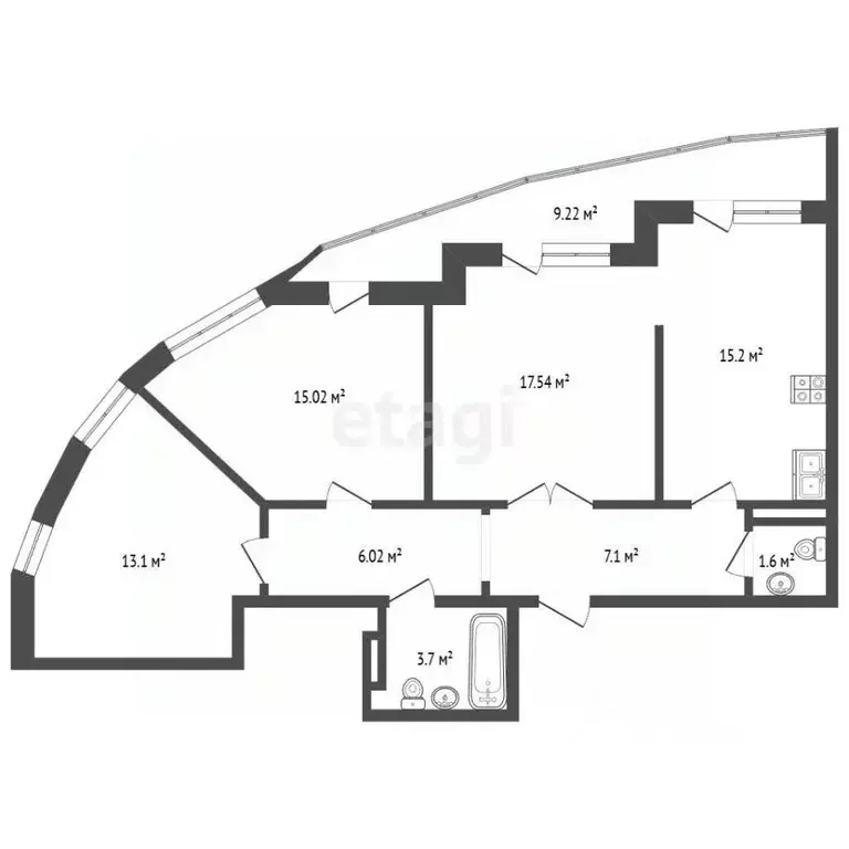 3-к кв. Чувашия, Чебоксары ул. Калинина, 91 (81.0 м) - Фото 2