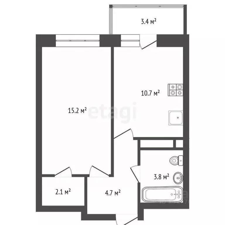 1-к кв. Ямало-Ненецкий АО, Новый Уренгой Таежная ул., 31А (36.0 м) - Фото 2