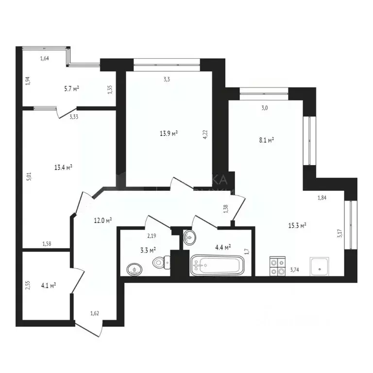 2-к кв. Тюменская область, Тюмень ул. Евгения Войнова, 7 (81.2 м) - Фото 1