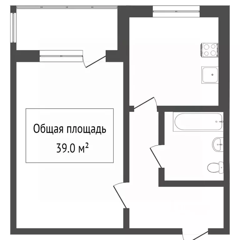 1-к кв. Томская область, Томск Фруктовый пер., 16 (39.0 м) - Фото 1