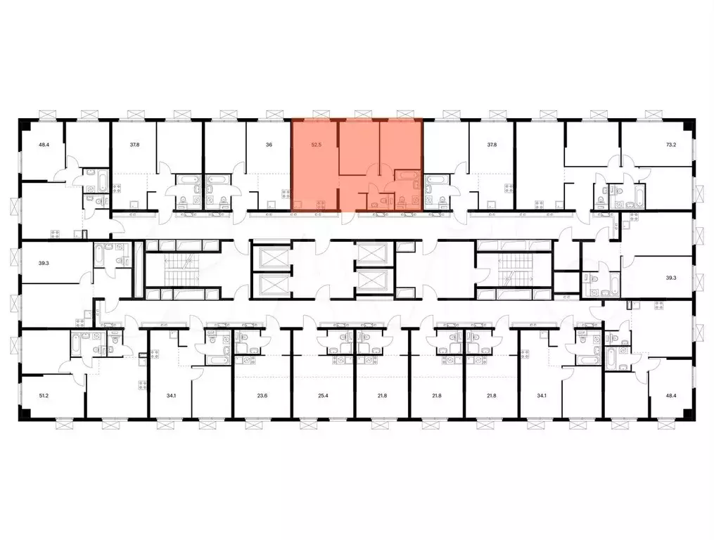 2-к. квартира, 52,5 м, 14/24 эт. - Фото 1