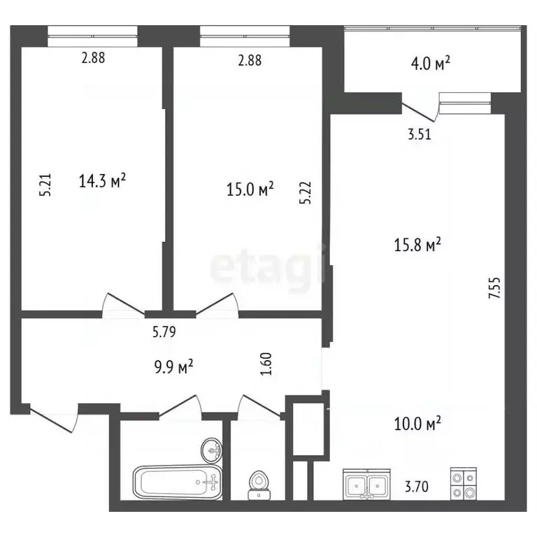 3-к кв. Московская область, Люберцы городской округ, Красково пгт ул. ... - Фото 2
