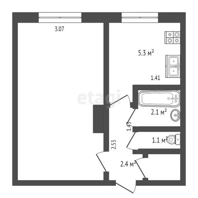 1-комнатная квартира: Галкинское сельское поселение, посёлок Калина, ... - Фото 1