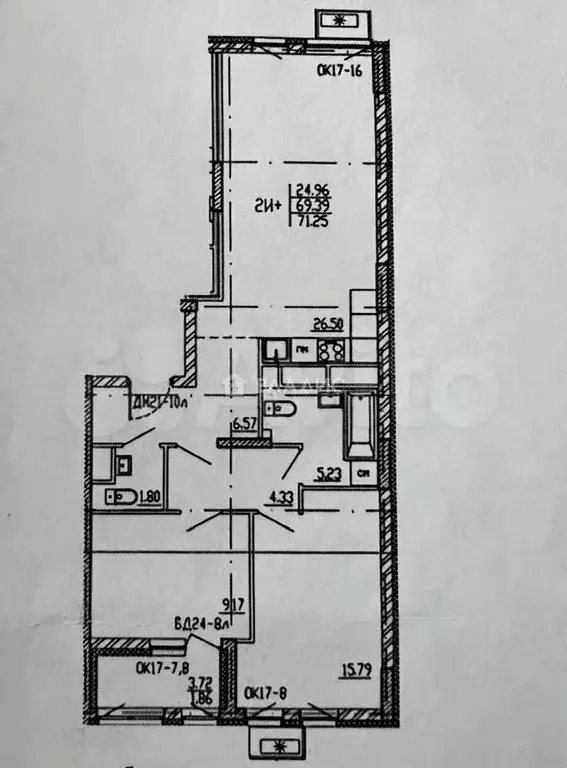3-к. квартира, 69,3 м, 15/17 эт. - Фото 0