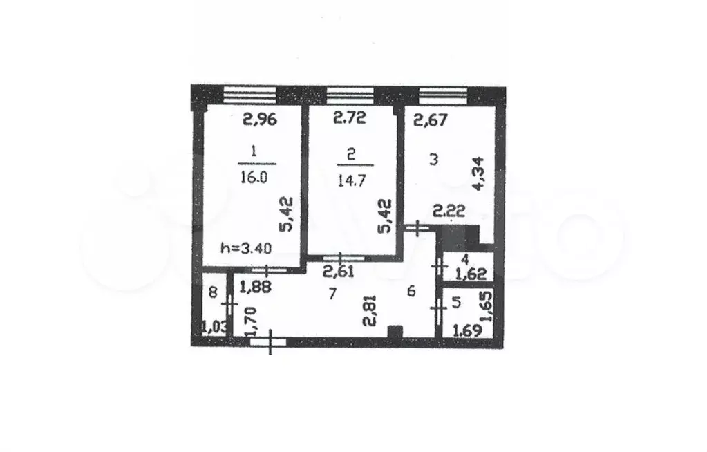 2-к. квартира, 61 м, 4/5 эт. - Фото 0