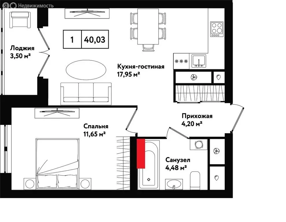 1-комнатная квартира: Тула, улица Седова, 26к2 (43.4 м) - Фото 0