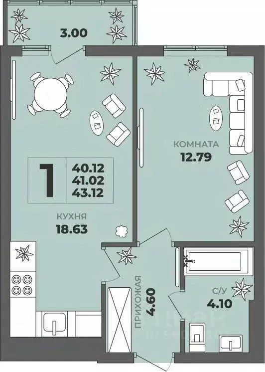 1-к кв. Калининградская область, Калининград ул. Генерала Толстикова, ... - Фото 1