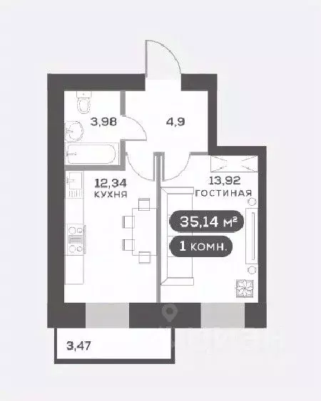 1-к кв. Красноярский край, Красноярск Академгородок мкр,  (35.14 м) - Фото 0