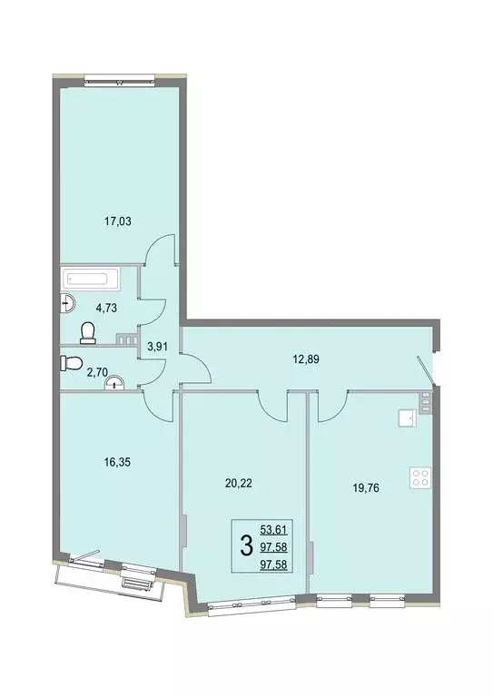 3-комнатная квартира: деревня Крюково, 6 (97.8 м) - Фото 0